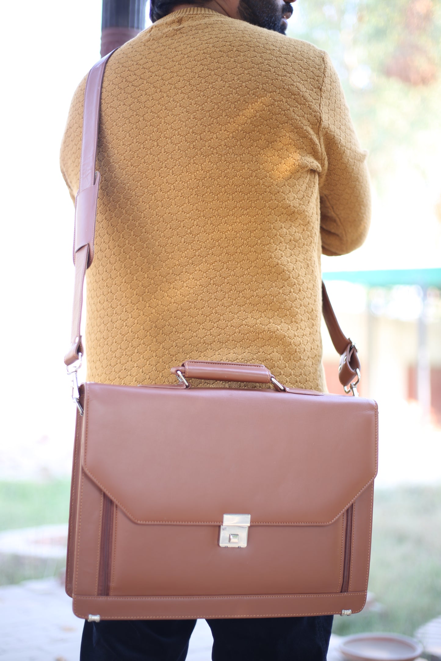 Leather Executive Office Bag Brown