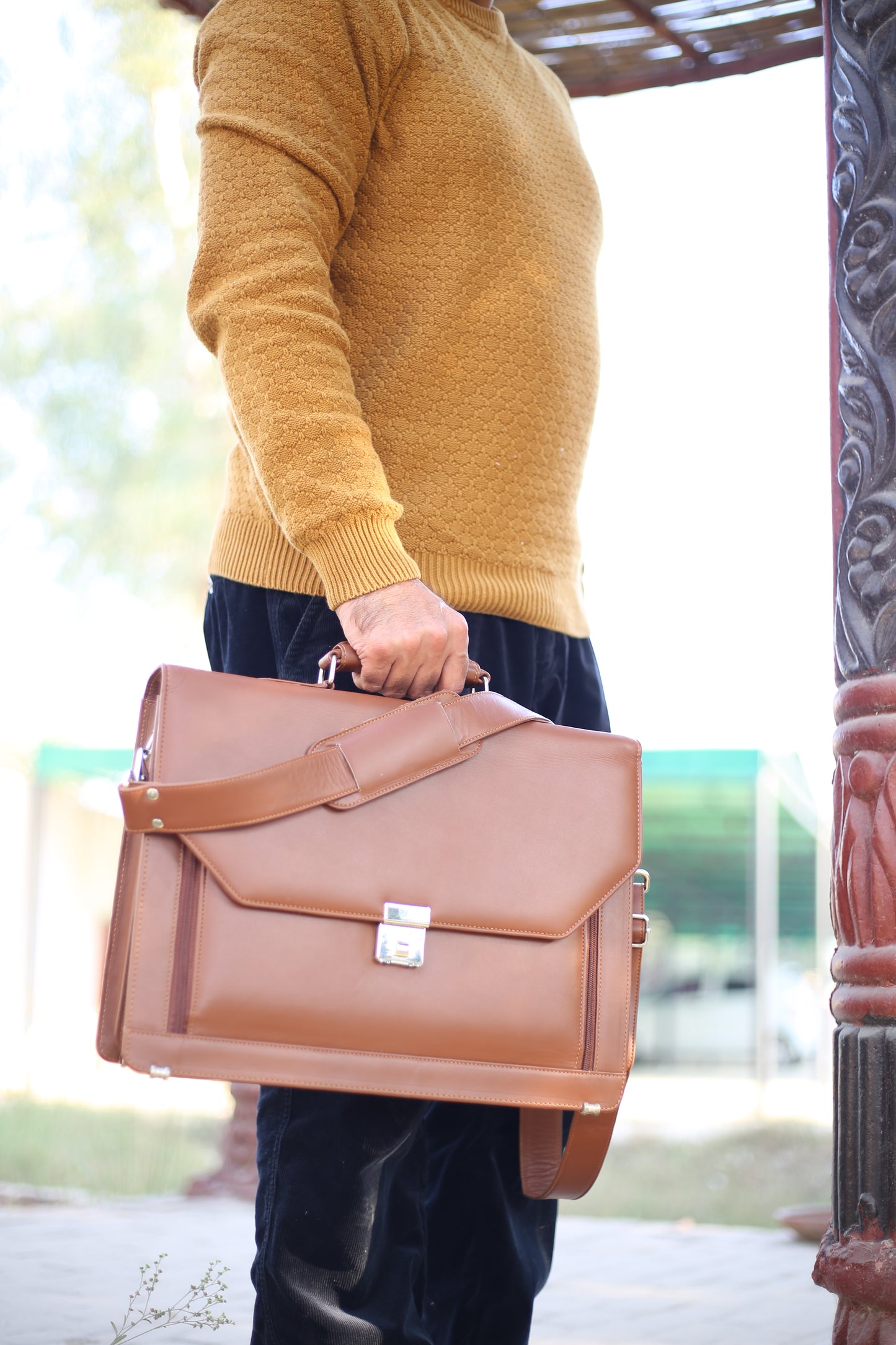 Leather Executive Office Bag Brown