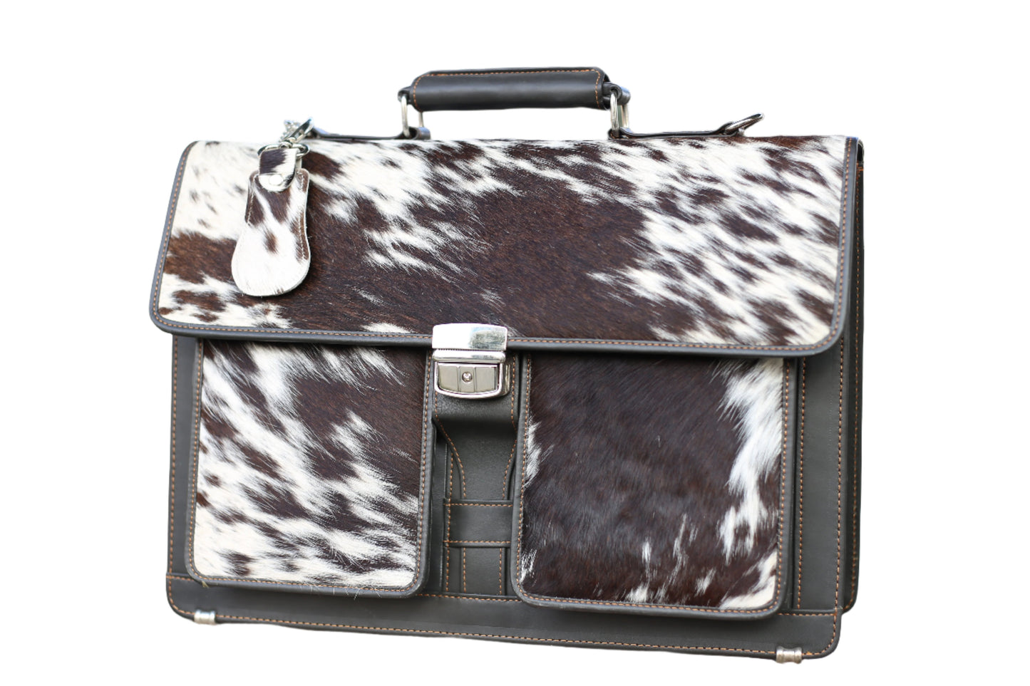 Leather Executive Office File Cowhide Brown & white Pattern