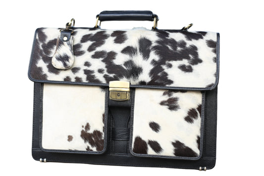 Leather Executive Office File Cowhide Black & white Pattern