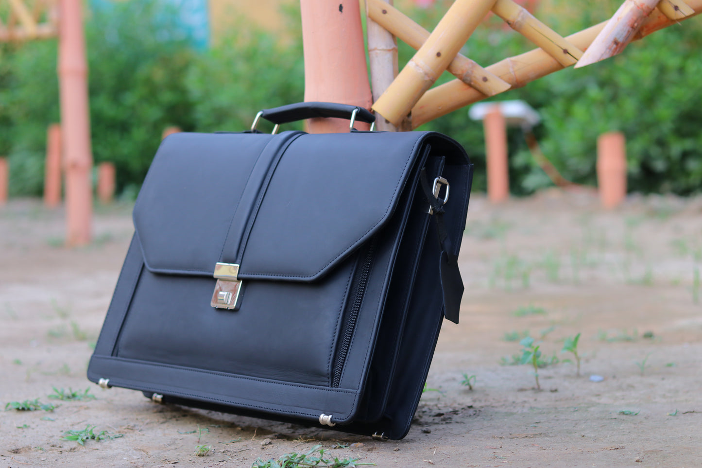 Leather Executive Office Bag Black